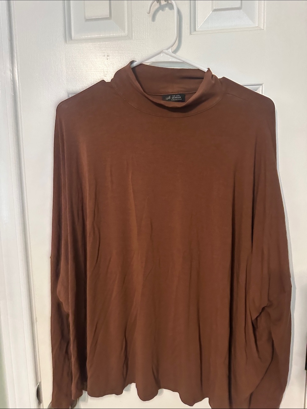 J. Jill Brown Long-Sleeve Mock Neck Top
